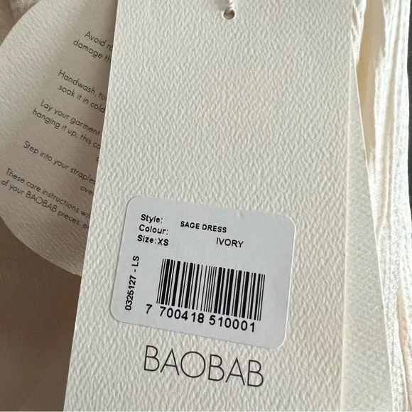 Baobab Collection Sage Maxi Dress in Ivory Size XS NEW! New with tags! - Picture 6 of 9